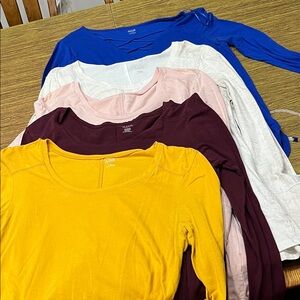 a.n.a Women's Long Sleeve Tops - Blue, White, Pink, Burgundy, Yellow